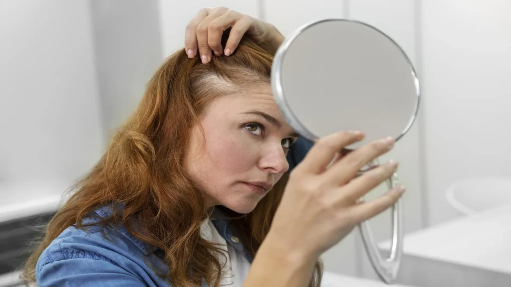 woman getting hair loss